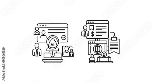 AI verification and business process automation icons