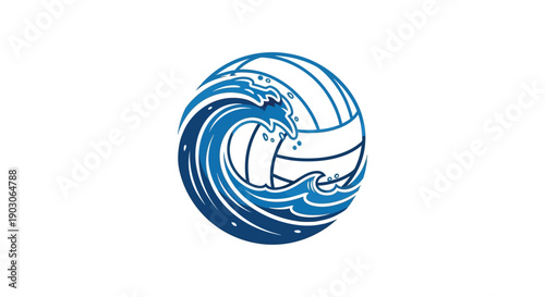 Volleyball with Ocean Wave Design.