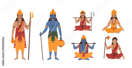 Hindu gods and goddesses illustrations.
