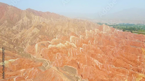Wallpaper Mural Zhangye Danxia Colorful Rock Formations 4K Aerial Drone Footage Torontodigital.ca