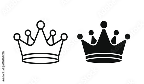 Two crowns in different styles, one outlined and one filled, symbolizing royalty and power