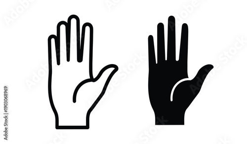 Two hands with palms facing outward in black and white