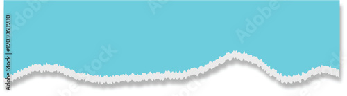 Cyan blue torn paper edge with shadow isolated on white background