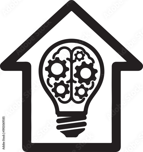 Home automation and creative thinking concept illustration.