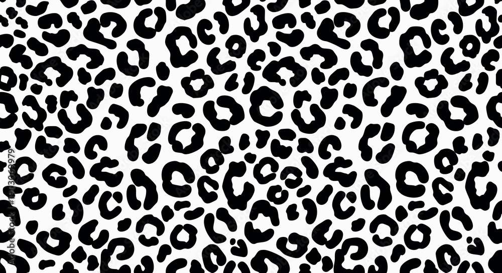 Fototapeta Seamless black and white leopard print pattern fills the frame