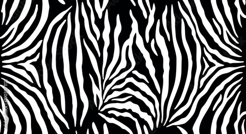 Abstract black and white zebra stripe pattern fills the frame