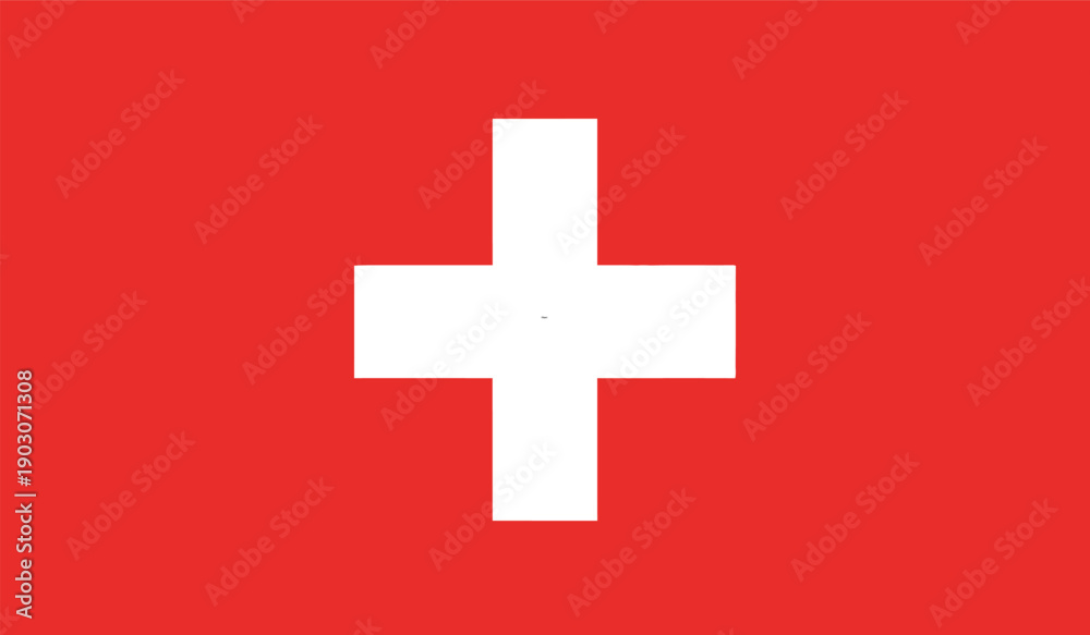 Fototapeta premium The flag of switzerland with a white cross on a red background