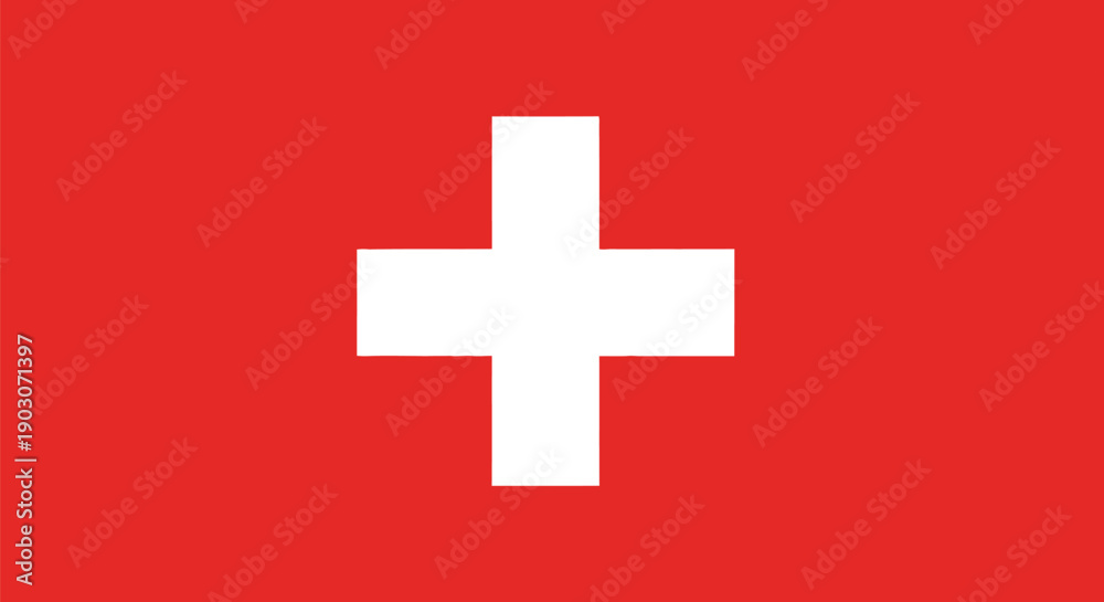 Obraz premium The flag of switzerland with a white cross on a red background