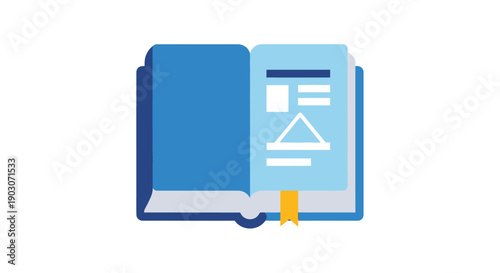 Open book icon with pages and bookmark for education and learning concepts