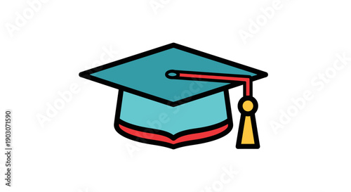 Illustrated graduation cap icon education academic achievement symbol