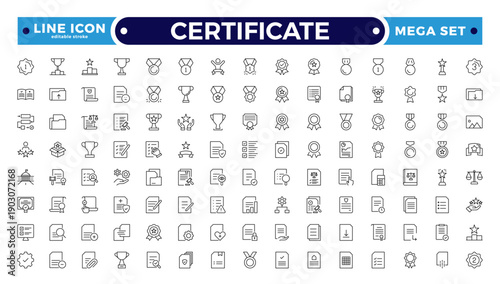 Certificate outline icon. line and glyph version, Business Certificate outline, and filled vector sign. Editable stroke outline icon.
