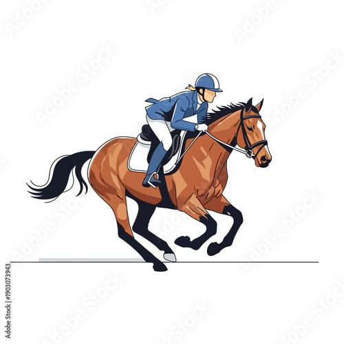 Equestrian Woman Riding Horse in Race, Professional Sport