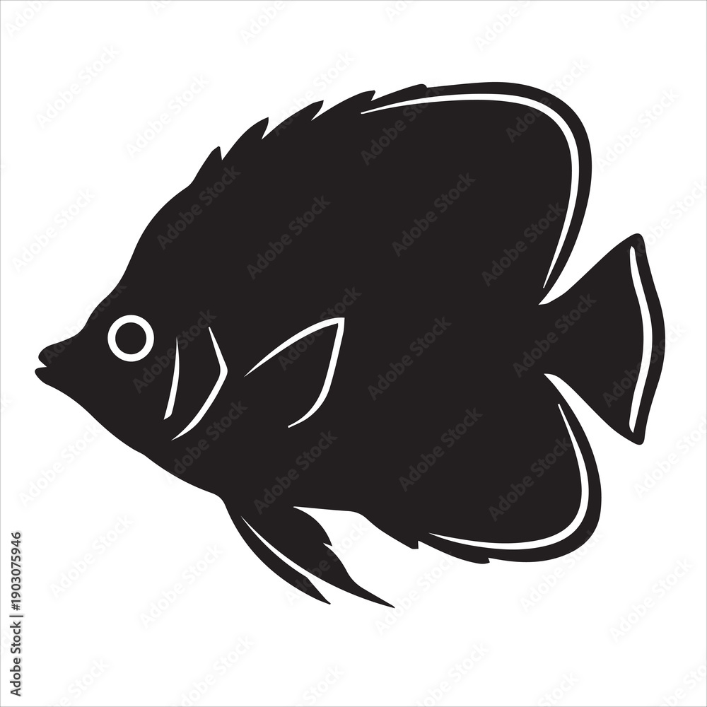 Fototapeta premium Butterfly fish illustration vector silhouette