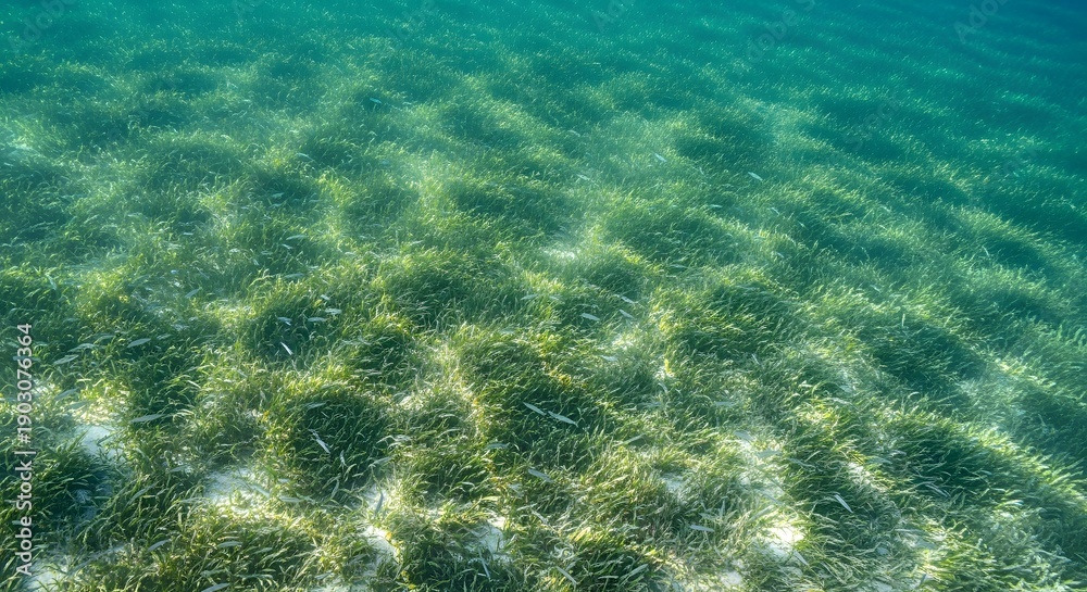 Fototapeta premium Clean underwater top-view of seagrass