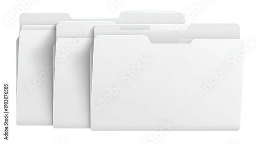 Multiple clean white digital file folders, stacked slightly, with visible tabs for organization