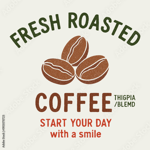 Coffee Mood Urban Streetwear t shirt design. Start your day with a smile. Fresh Roasted. Coffee club artwork for apparel, sticker, batch, background, poster and others. for graphic tee t shirt 