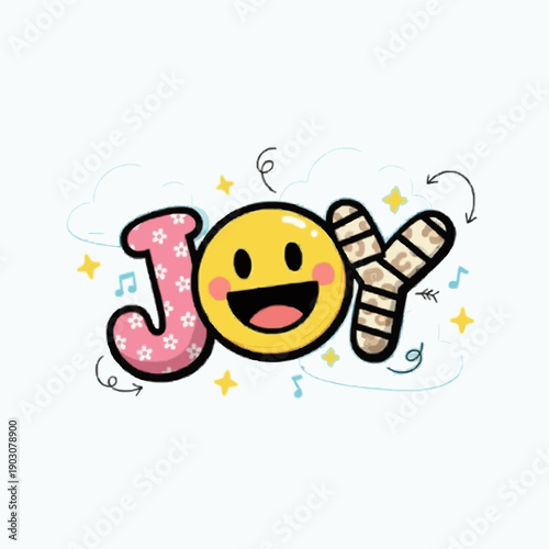 Joyful Hand-Lettered Typography with Smiley Face