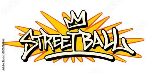 Streetball Graffiti Typography Vector Illustration with Crown Element and Urban Style