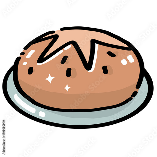 Sourdough Bread on Plate Illustration