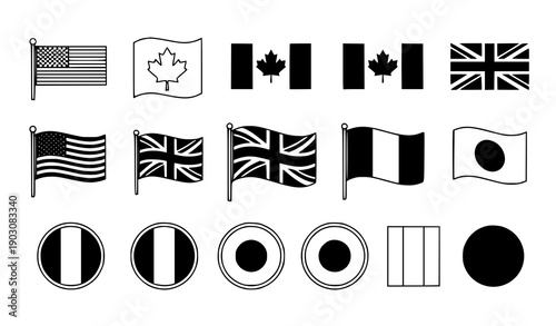 SEO Friendly Title
Outline black pennant flag icon set for events, banners, and web graphics