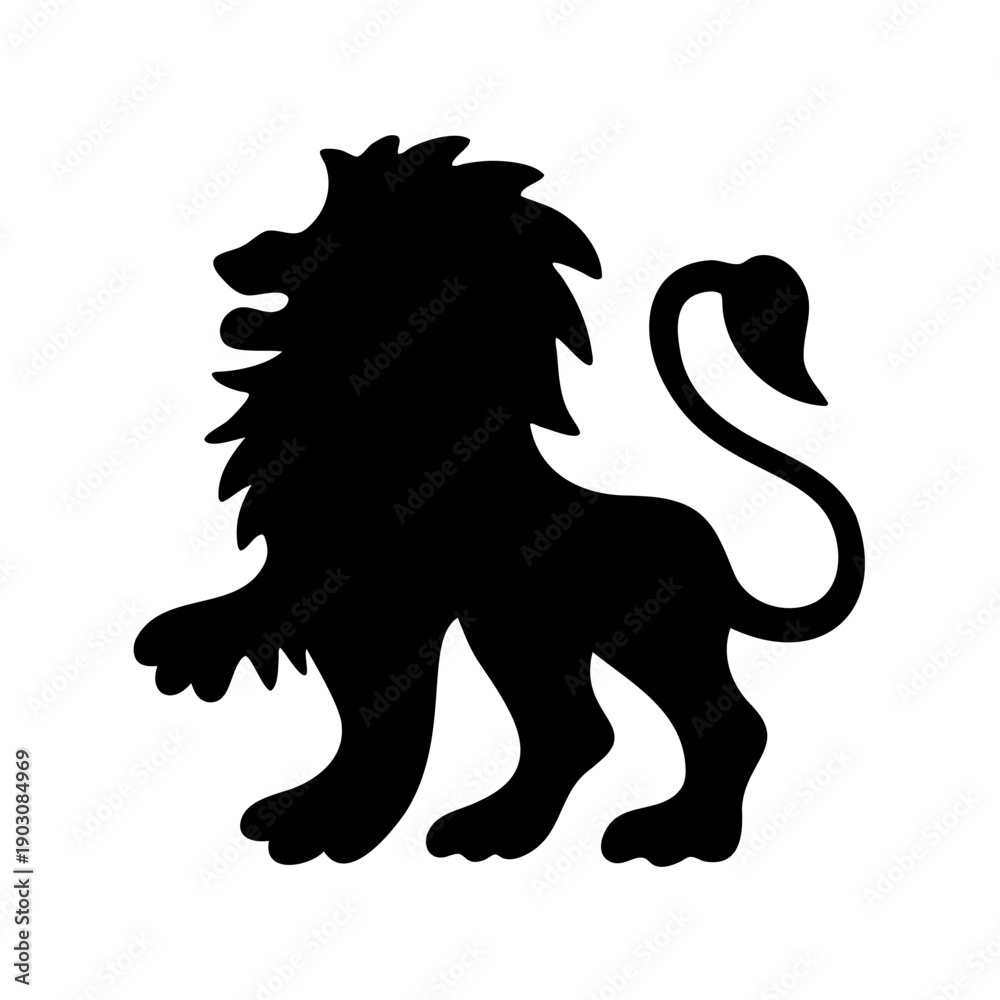 Obraz premium Silhouette of a lion and a snake facing each other Vector, illustration