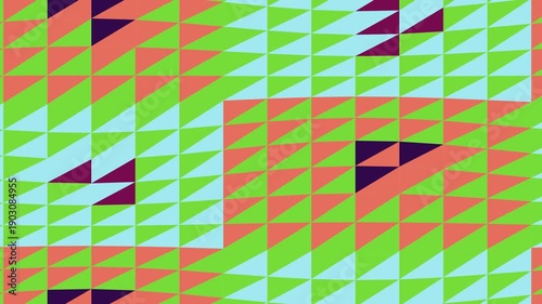 Vibrant Geometric Pattern with Triangles and Stripes.