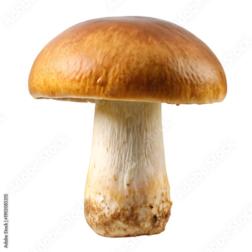 Single Mushroom Natural Food Ingredient Isolated on Transparent Background