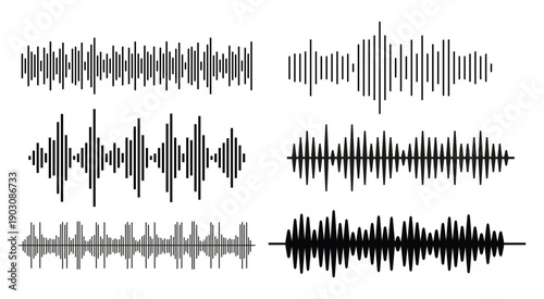 Audio Waveform Visualization Pack – Music, Voice & Sound Signal Frequency Patterns for Recording, Podcasting and Digital Audio Vector Design