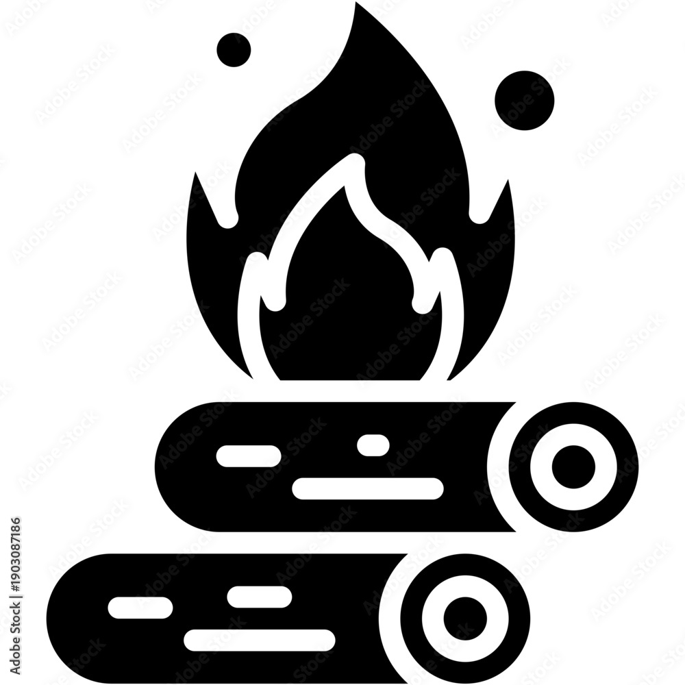 Fototapeta premium Camping Bonfire and Outdoor Flame Vector Icon