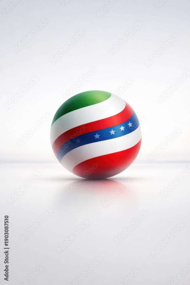 Naklejka premium Floating Sphere With North American Flag Colors