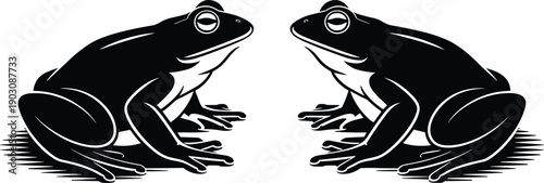 Frog silhouette illustration set, amphibian wildlife black contour collection, pond nature animal symbol, minimalist aquatic fauna icon decorative design