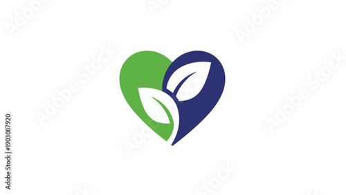 Free Download An abstract heart logo icon combining green and blue leaf shapes, symbolizing love for nature, health, and eco-friendly concepts. - GFXLoad