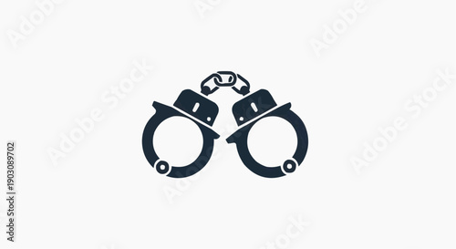Black Handcuffs Vector Icon – Police Arrest, Crime, and Law Enforcement Justice Symbol