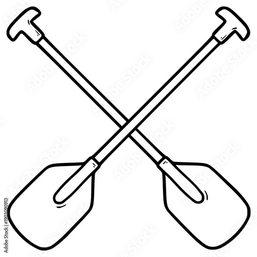 cross paddle illustration hand drawn outline vector