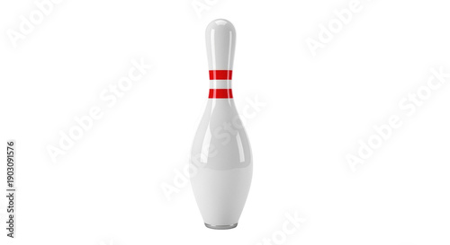 Принти на полотні Bowling pin PNG isolated on transparent background, classic skittle with red str