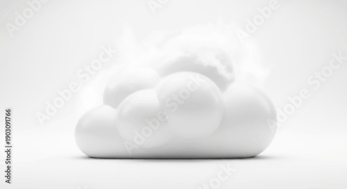 Elegant minimalist design featuring a pristine white cloud object emitting soft ethereal vapor on