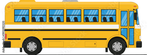 Yellow school bus side view illustration isolated on white background educational transportation flat vector design