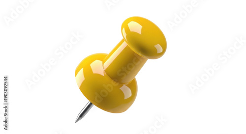 Canvastavla Yellow push pin isolated PNG, realistic thumbtack for bulletin board and office