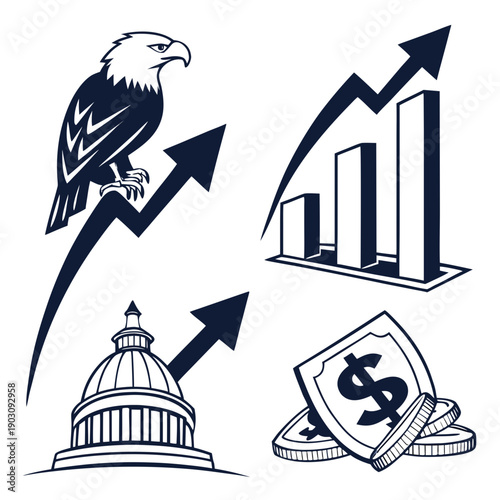 Symbols of economic growth and political influence in the united states Vector