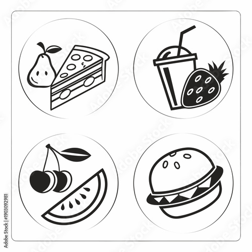 A delightful assortment of healthy snacks and beverages for a balanced diet. Vector