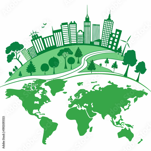 A vibrant world map showcasing various cities, landmarks, and natural wonders. Vector