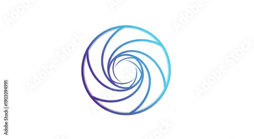 Abstract blue and purple gradient swirl design resembling a camera aperture or dynamic vortex