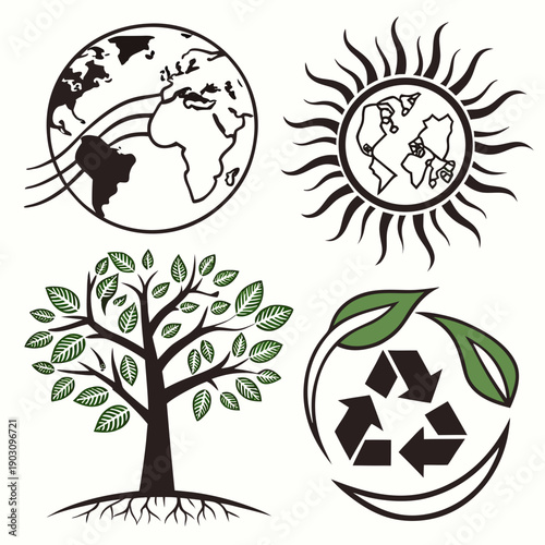 Symbols of environmental protection and sustainability in nature Vector
