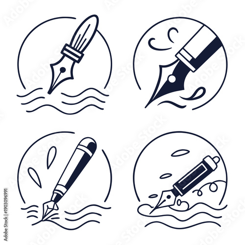 Four different types of pens and their uses in various creative and professional settings Vector