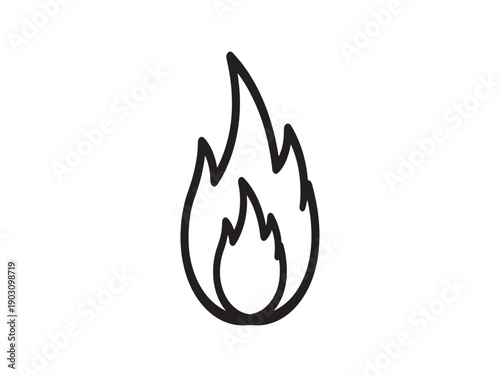 A simple line drawing of a flame on a white background