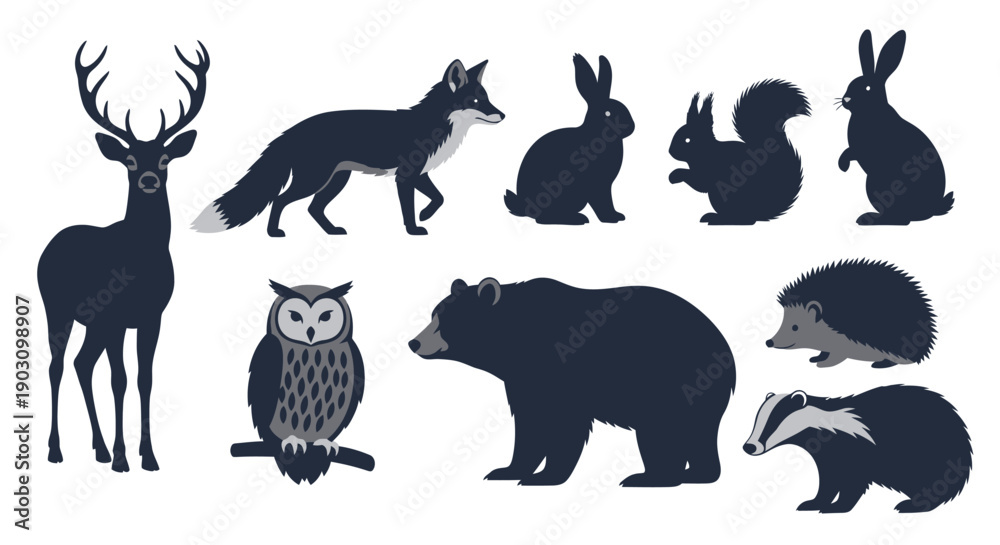 Obraz premium Set of Forest Animals Icons
