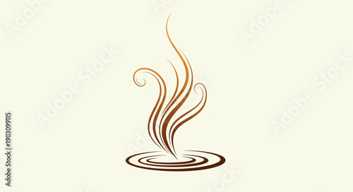 Elegant brown swirling lines symbolizing hot steam or aroma from a warm beverage