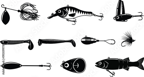 Set of Fishing Lures Icons