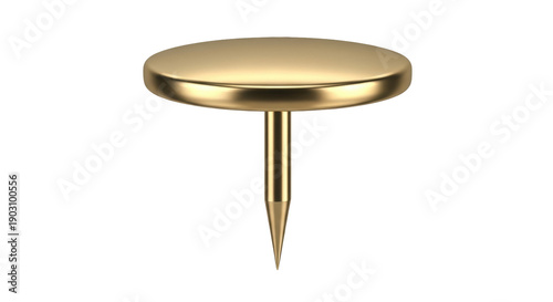Foto Gold push pin isolated PNG on transparent background, thumbtack for office and s