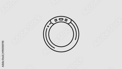Sleek smart ring outline icon illustration for modern wearable technology and digital connectivity